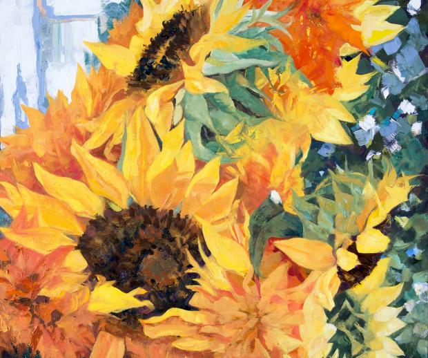 Oil painting of Sunflowers in Aix-en-Provence France by Yana Beylinson