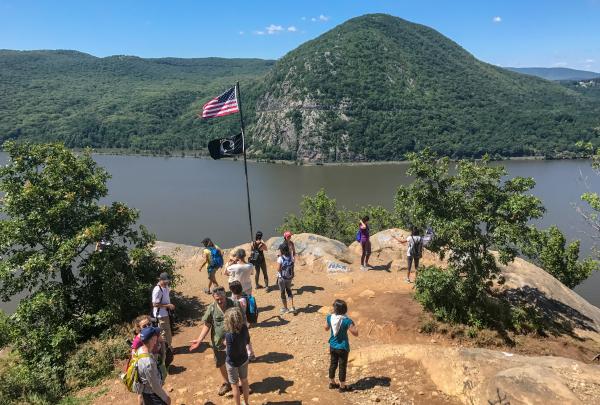 Hikers at the Flagpole on Breakneck Ridge. Phoot by Richard Zayas.