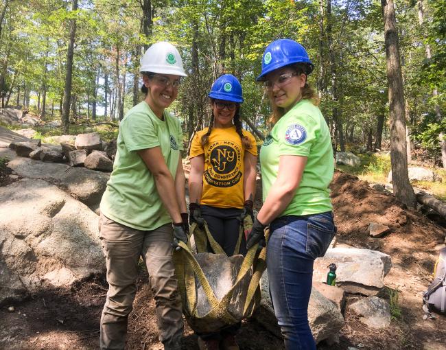 Sterling Forest Trail Crew working on the Appalachian Trail in Bear Mountain State Park. Photo by Tori Welch.